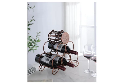 Kings Brand Furniture Countertop Tabletop Wine Rack, Wine Bottle Storage Holder for Home Kitchen & Bar - Brushed Copper