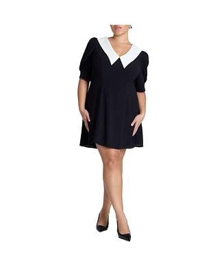 Eloquii Women's Contrast Collar Mini Dress