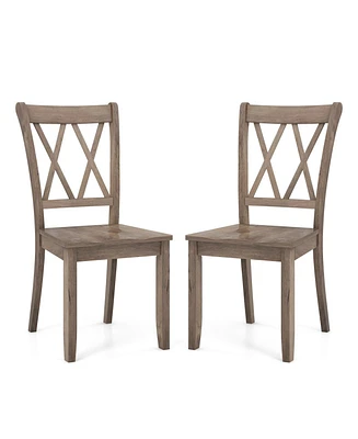 Gouun Set of 2 Wooden Dining Chairs Mid Century Farmhouse Retro Kitchen Chairs