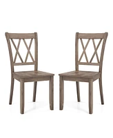 Gouun Set of 2 Wooden Dining Chairs Mid Century Farmhouse Retro Kitchen Chairs