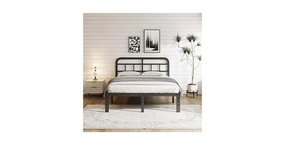 Heavy-Duty Metal Platform Bed Frame with Headboard Support – No Box Spring Needed, Noise-Free Design