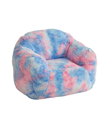gaomon Giant Bean Bag Chair, Tie-Dye Faux Fur Stuffed Couch for Adults, Large Lazy Sofa Floor Chair with Handle, 39"L x 32"W 28"H