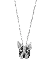 Effy White Diamond (1/5 ct. t.w.) & Black Diamond (1/4 ct. t.w.) Pendant 18" Necklace in 14k White Gold