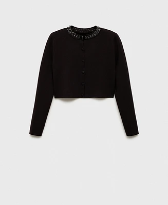 Mango Women's Rhinestone Collar Cardigan
