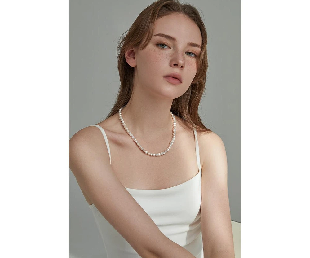Joey Baby 18K Silver Plated Freshwater Pearls -Jackie Necklace & Jackie Earrings Set For Women