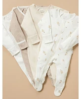 Purebaby Baby Girl and Boy Zip Coverall 4 Pack