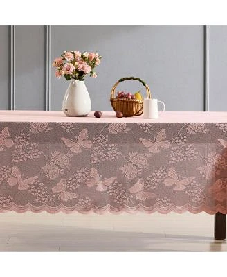 Hlc.Me Butterfly Floral Lace Fabric Tablecloth Lace Fabric Table Cloth For Rectangle Square Tables Wrinkle Resistant Tablecloth Patterned Scalloped Tablecloth