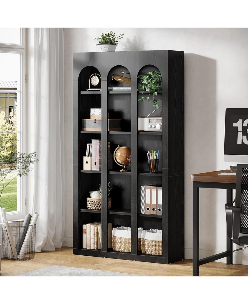 Tribesigns 5-Tier Farmhouse Tall Bookshelf, 70.87-Inch Rustic Wood Bookcase with Open Shelves, Large Mid Century Modern Book Shelf Vintage Display Sto