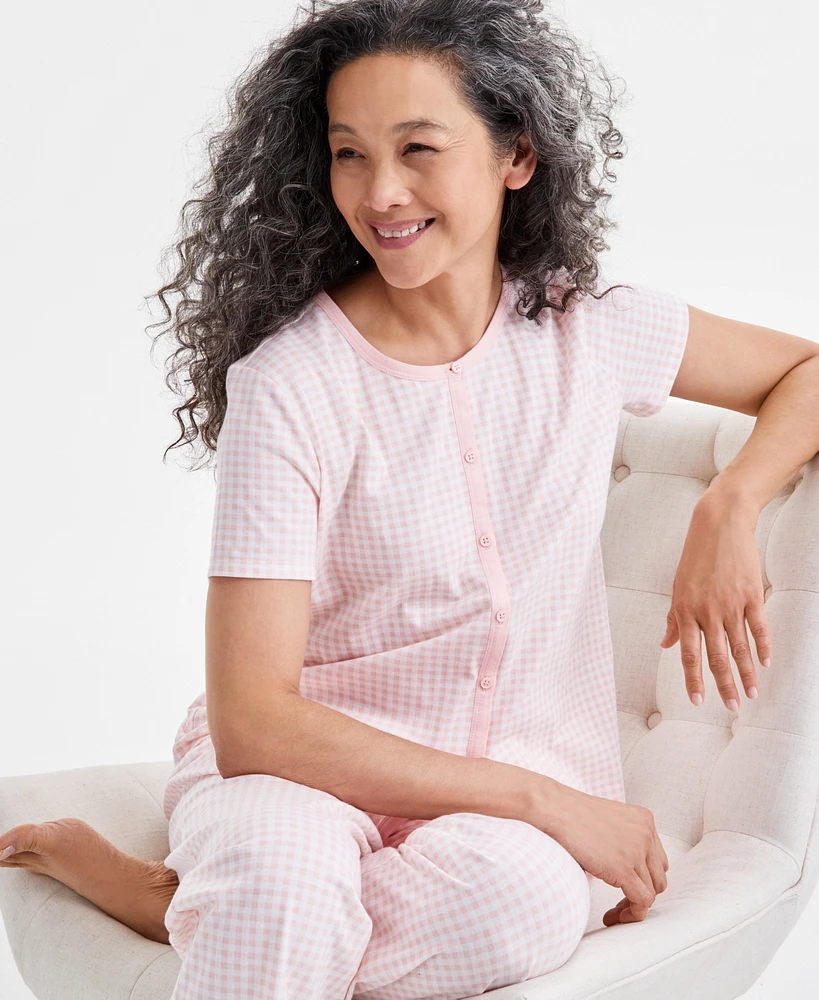 Charter Club Women's 2-Pc. Cotton Printed Cropped Pajamas Set, Created for Macy's
