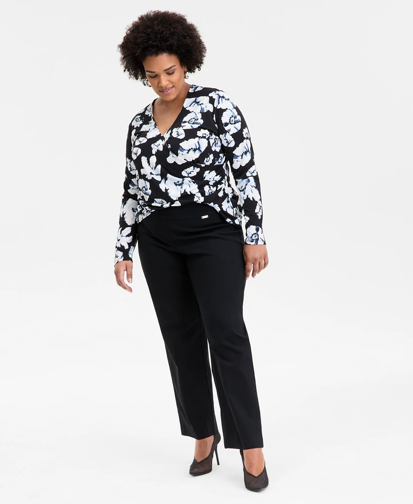 I.n.c. International Concepts Plus Mid-Rise Pull-On Straight-Leg Pants