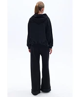 Nocturne Women's Zipper-Front Oversized Hooded Sweatshirt