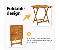 Folding Patio Table 27.6"x27.6"x29.5" Solid Acacia Wood