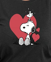 Hybrid Apparel Plus Peanuts Snoopy Valentines Day Heart Graphic Crew Neck Top