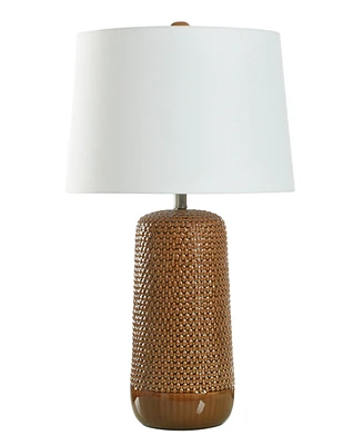 StyleCraft Home Collection 30" Glass Galey Woven Wicker Table Lamp