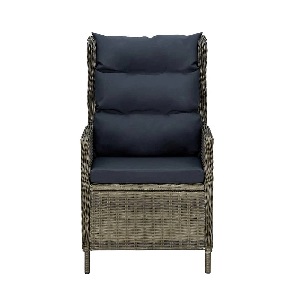 Reclining Patio Chair with Footstool Poly Rattan Brown