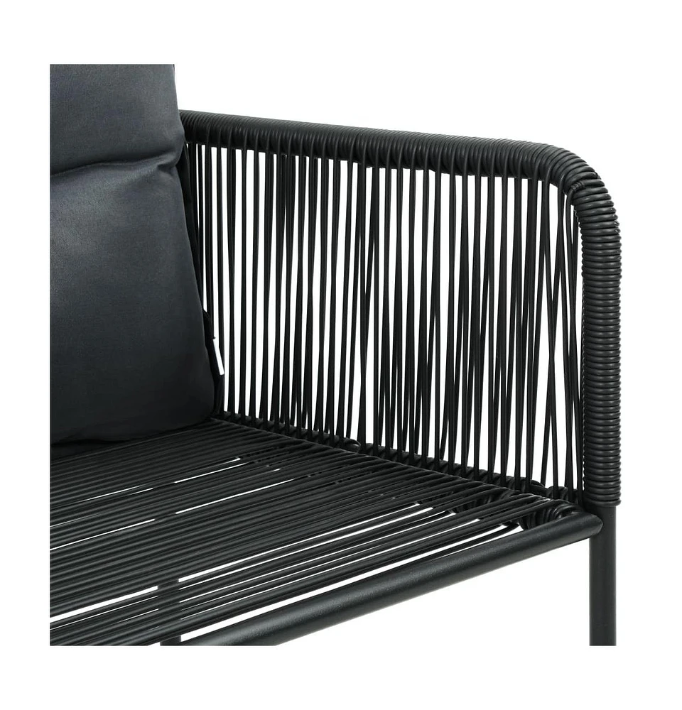 Patio Chairs 6 pcs with Pillows Poly Rattan Black