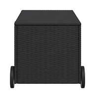 Garden Storage Box with Wheels Black 50.2 Gal Poly Rattan