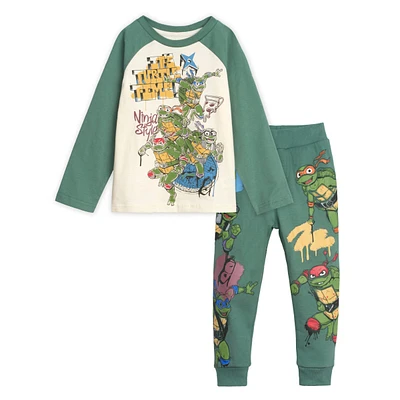 Teenage Mutant Ninja Turtles Henley T-Shirt and French Terry Pants Outfit Set