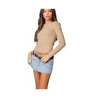 Edikted Womens Nicky Ribbed Long Sleeve T Shirt