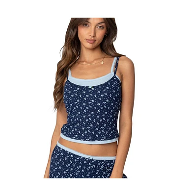 Edikted Womens Flowerbed Layered Tank Top