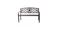 Steel Garden Bench – 4-Foot Outdoor Patio Seating with Powder Coated Metal Finish for Lawn or Porch