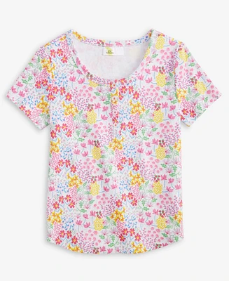 Big Girl Floral-Print Henley Top, Exclusively at Macy's