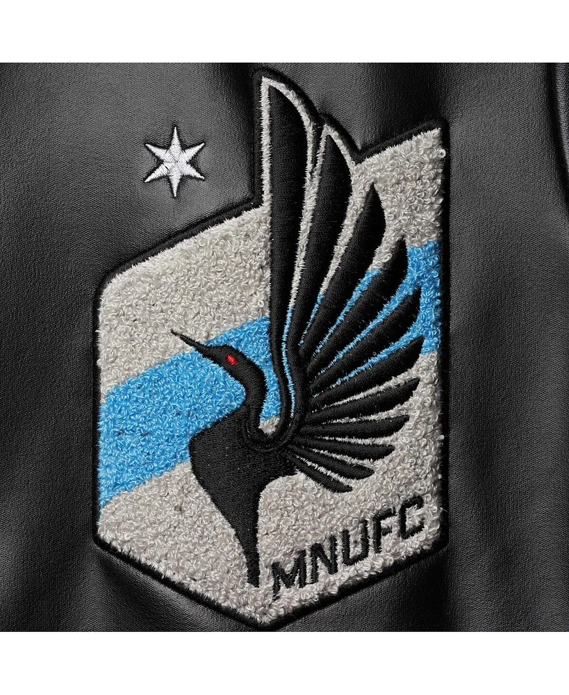 The Wild Collective Women's Black Minnesota United Fc Full-Snap Bomber Jacket