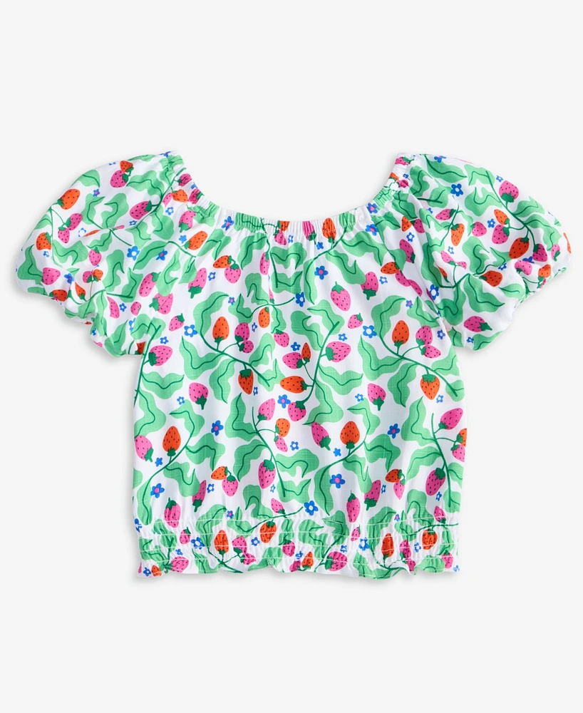 Epic Threads Little & Big Girls Berry-Print Smocked Puff-Sleeve Top, Exclusively at Macy's