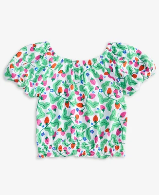 Epic Threads Little & Big Girls Berry-Print Smocked Puff-Sleeve Top, Exclusively at Macy's