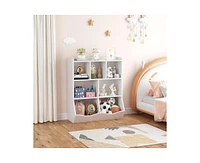 Toy Storage Cabinet, Three-Tier Kids Bookshelf and Bookcase for Storage Books and Toys, Multi Shelf with Cubby Organizer for Bedroom and Playroom