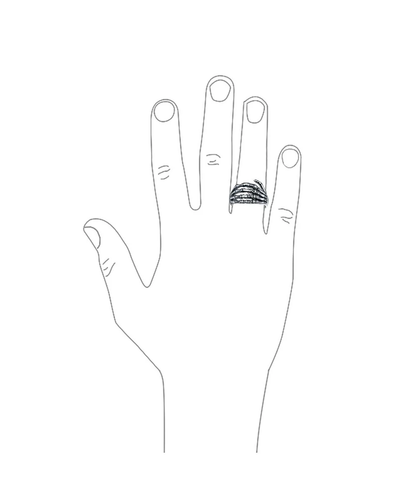 Bling Jewelry Stainless Steel Goth Biker Punk Rocker Skeleton Hand Wrap Band Ring