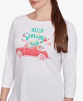 Ruby Rd. Petite Hello Spring Solid Vintage Three Quarter Sleeve T-Shirt