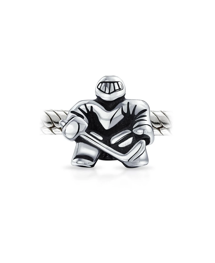 Bling Jewelry Ice Hockey Goalie Sports Team Charm Bead Sterling Silver European Bracelet