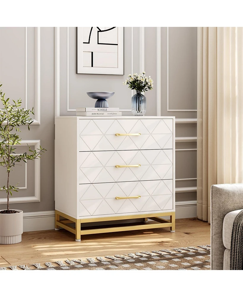 3 Drawer Dresser for Bedroom, Modern Wood Dressers Chest of Drawers with Storage