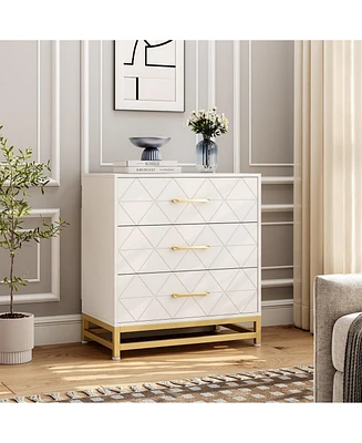 3 Drawer Dresser for Bedroom, Modern Wood Dressers Chest of Drawers with Storage