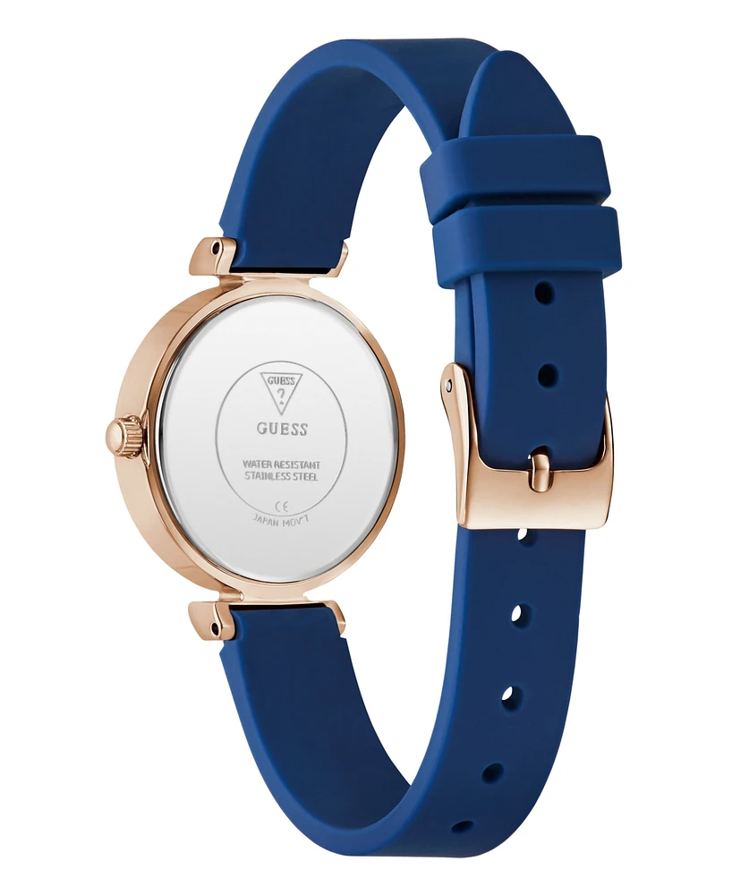 Guess Women's Analog Blue Silicone Watch, 28mm