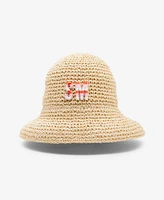 Steve Madden Straw Logo Floppy Bucket Hat