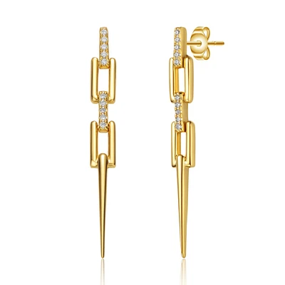 14K Gold Plated Cubic Zirconia Drop Earrings
