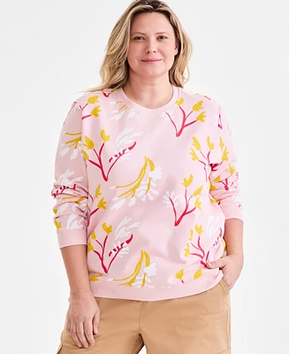 Style & Co Plus Size Printed Fleece Sweatshirt, Exclusively at Macy's