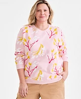 Style & Co Plus Size Printed Fleece Sweatshirt, Exclusively at Macy's