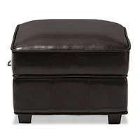 Baxton Studio Agustus Brown Leather Storage Ottoman