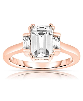 Sterling Silver Cubic Zirconia Square Asscher Ring