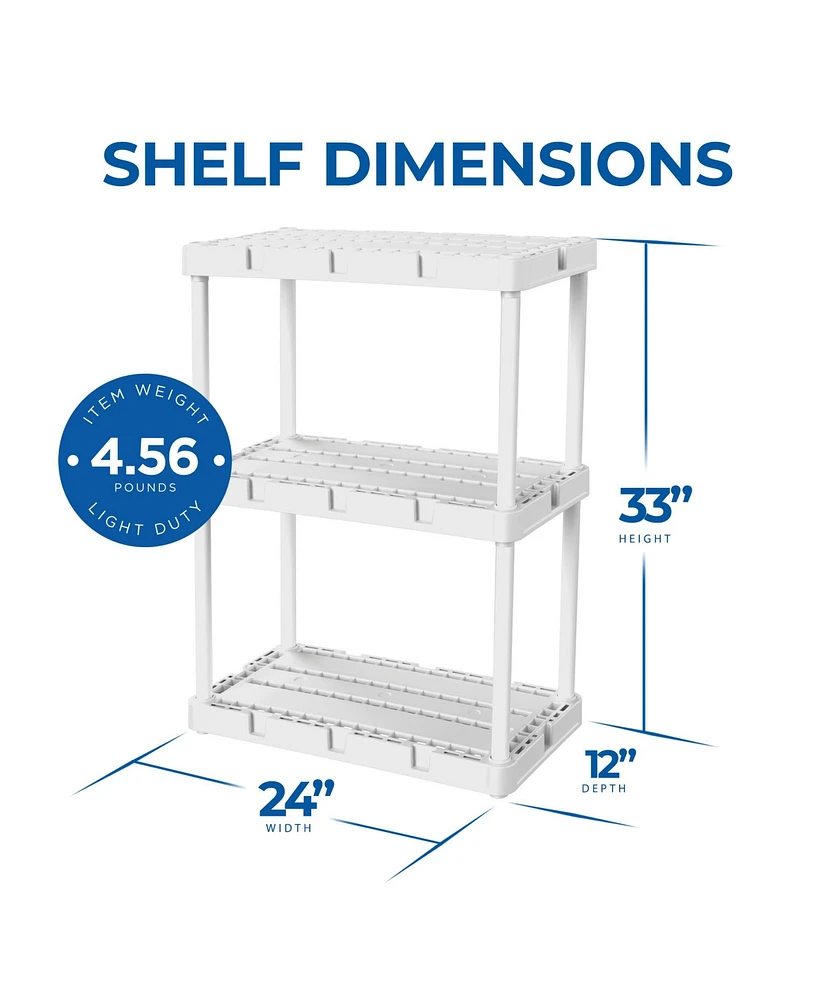 Gracious Living Knect A Shelf 3 Shelf Interlocking Organizers, White (2 Pack)