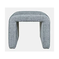 Jofran Luxury Curved Upholstered Waterfall Jacquard Petite Ottoman Bench