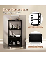 Bathroom Storage Cabinet with Open Shelves & Double Doors Modern Organizer