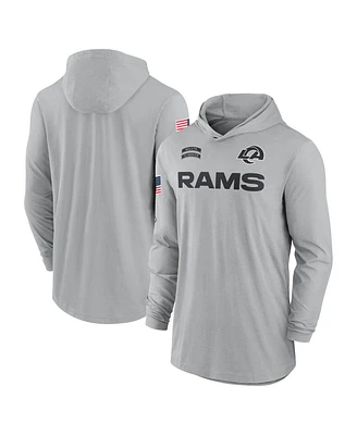 Nike Men's Gray Los Angeles Rams 2024 Salute to Service Lightweight Performance Long Sleeve Hooded T-Shirt