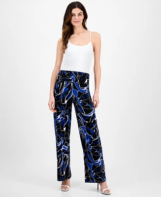 Anne Klein Petite High-Rise Pull-On Wide-Leg Pants