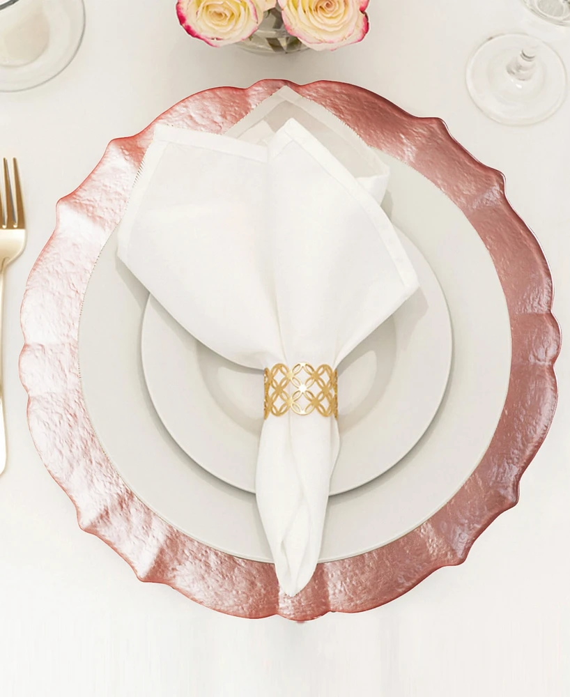 American Atelier Ice Queen Blush Charger Plates, Set of 4
