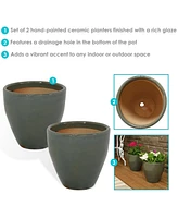 Resort High-Fired Outdoor/Indoor Glazed Uv- and Frost-Resistant Ceramic Planters with Drainage Holes