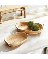 Cane Rattan Trays With Handles Set of 2